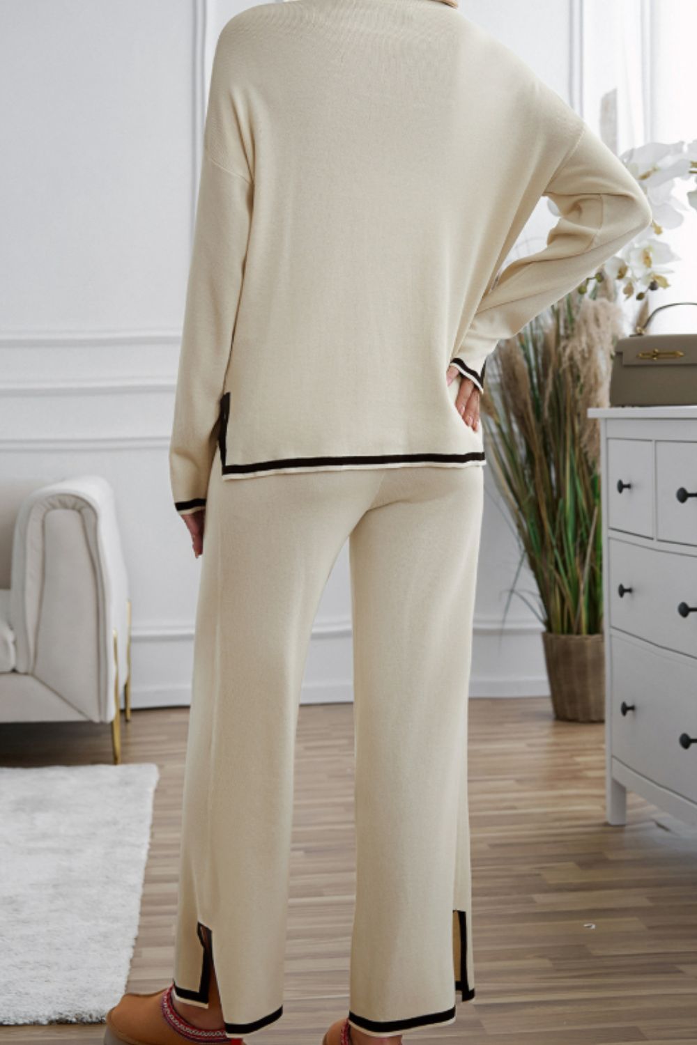 Trimmed Elegance Pants Set