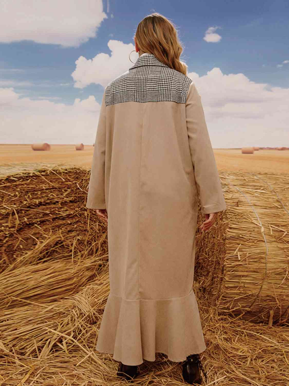 Ruffle Hem Trench Coat