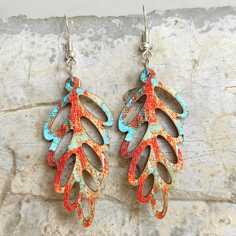 Leaf Shape Wooden Earrings