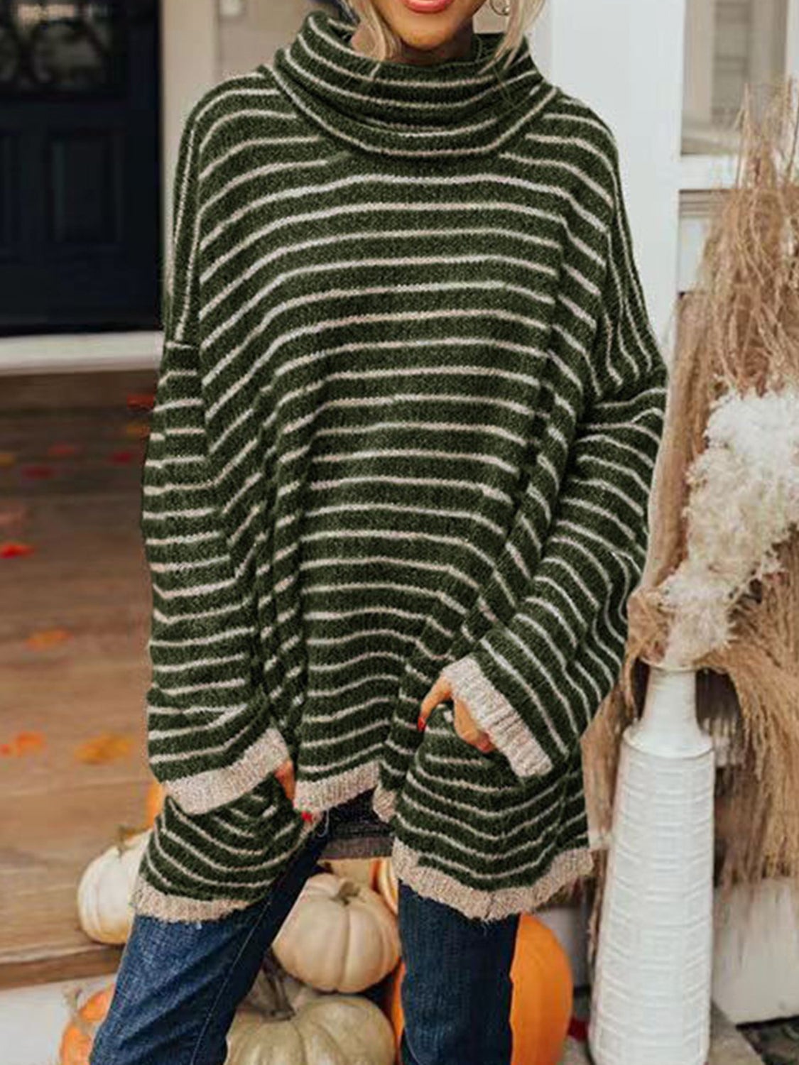 Striped Turtleneck Sweater