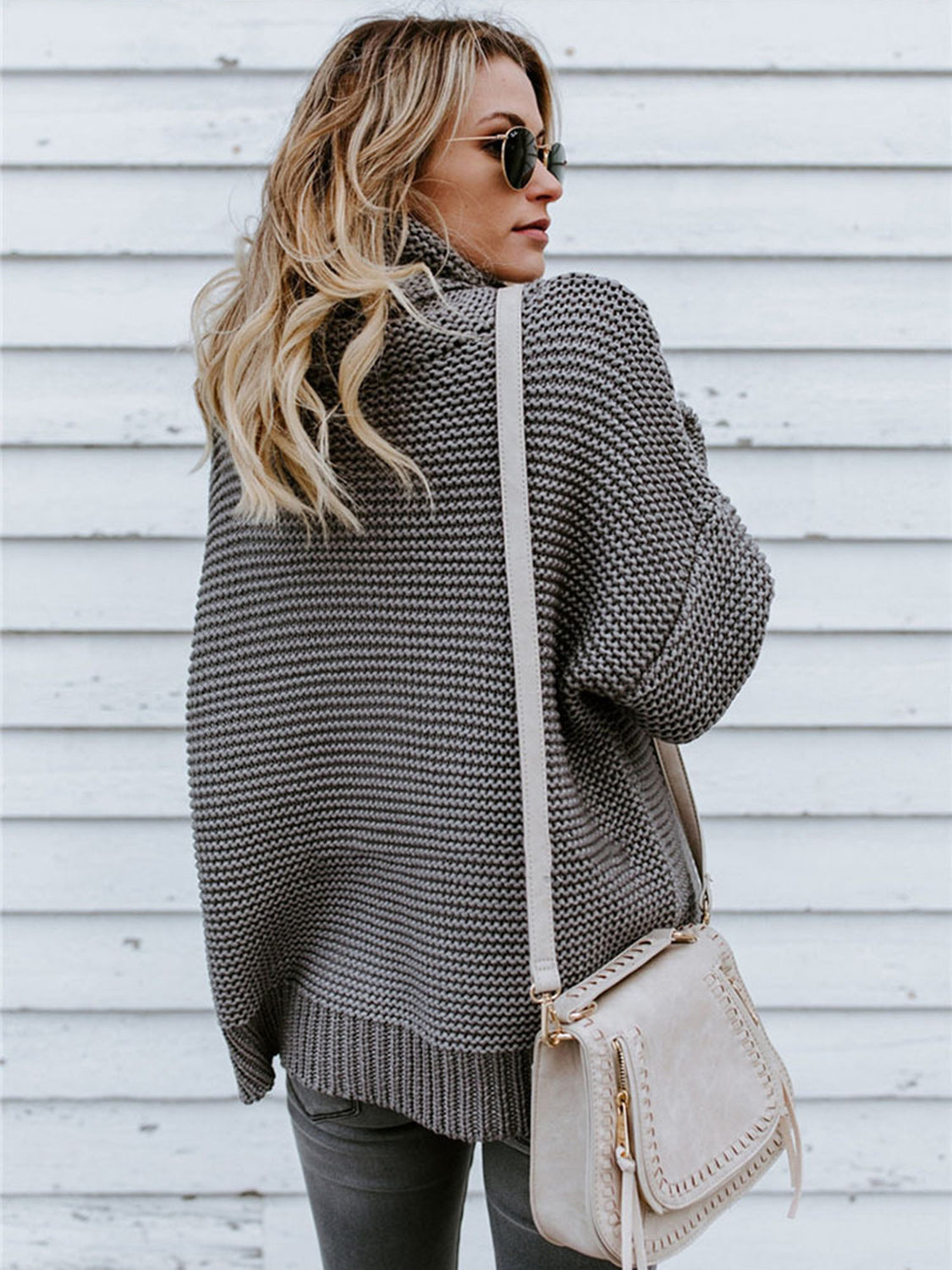 Turtleneck Dropped Shoulder Sweater