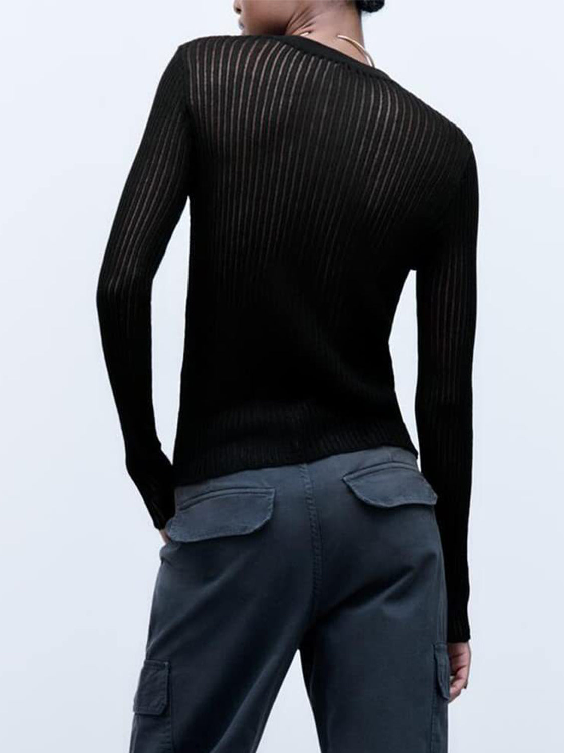 Ribbed Semi-Sheer Top