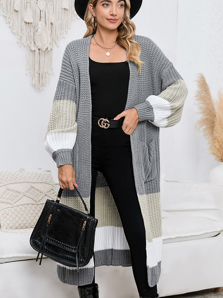 Color Block Pocketed Cardigan