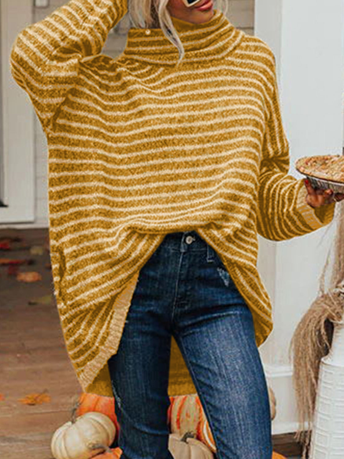 Striped Turtleneck Sweater