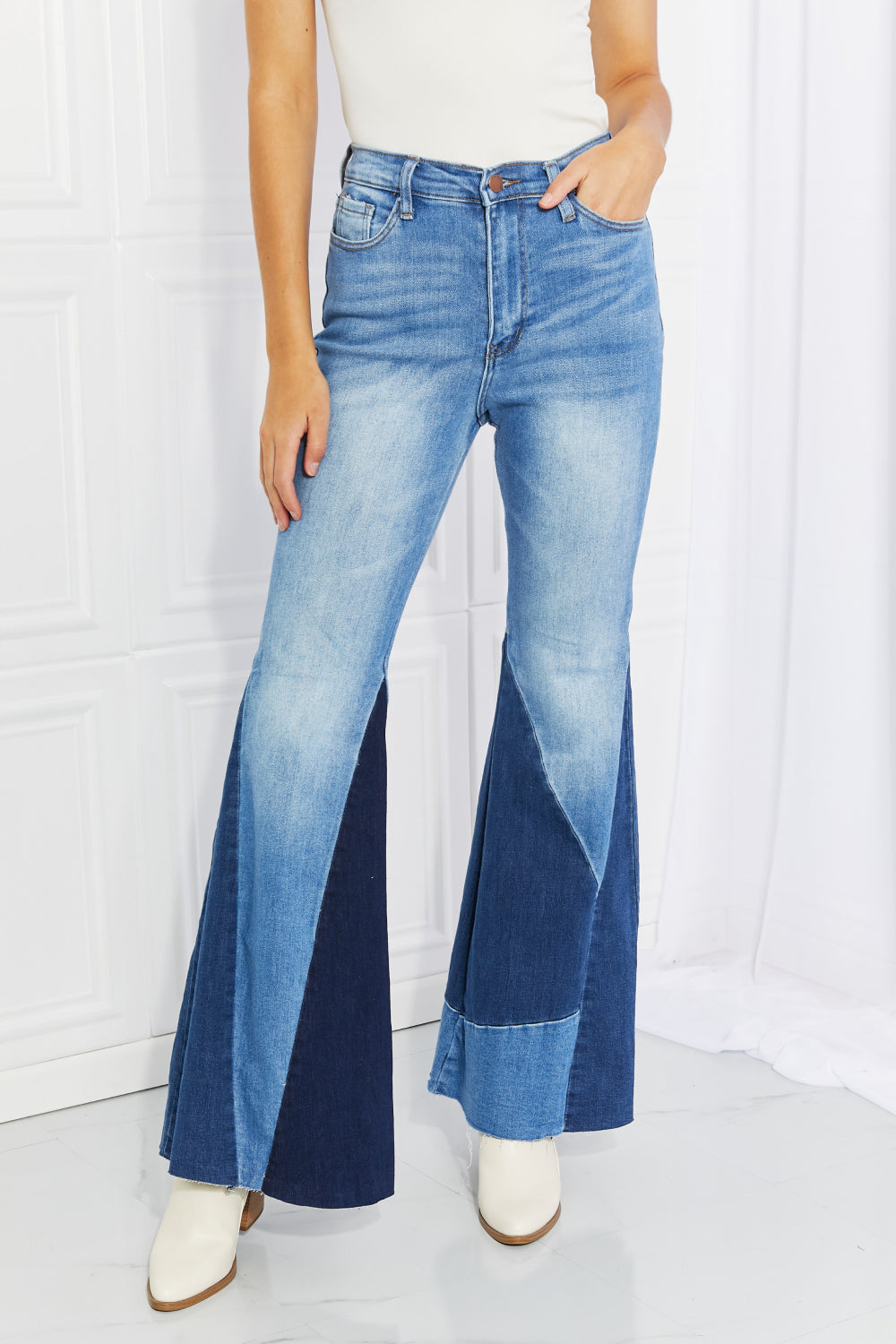 Color Block Flare Jeans