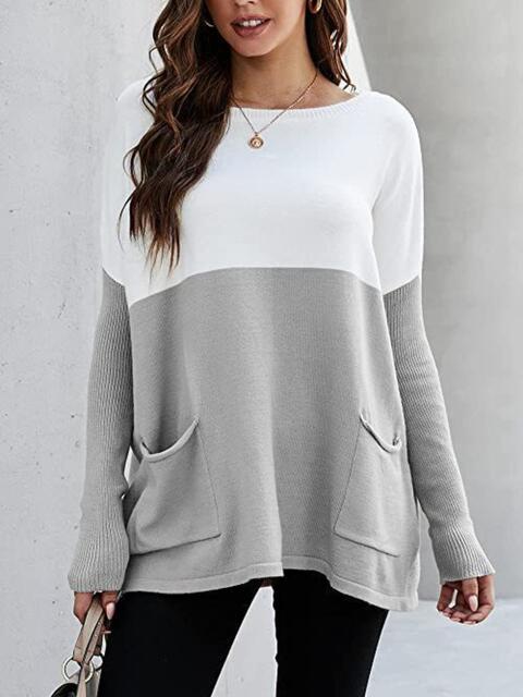 Two Tone Pocketed Sweater