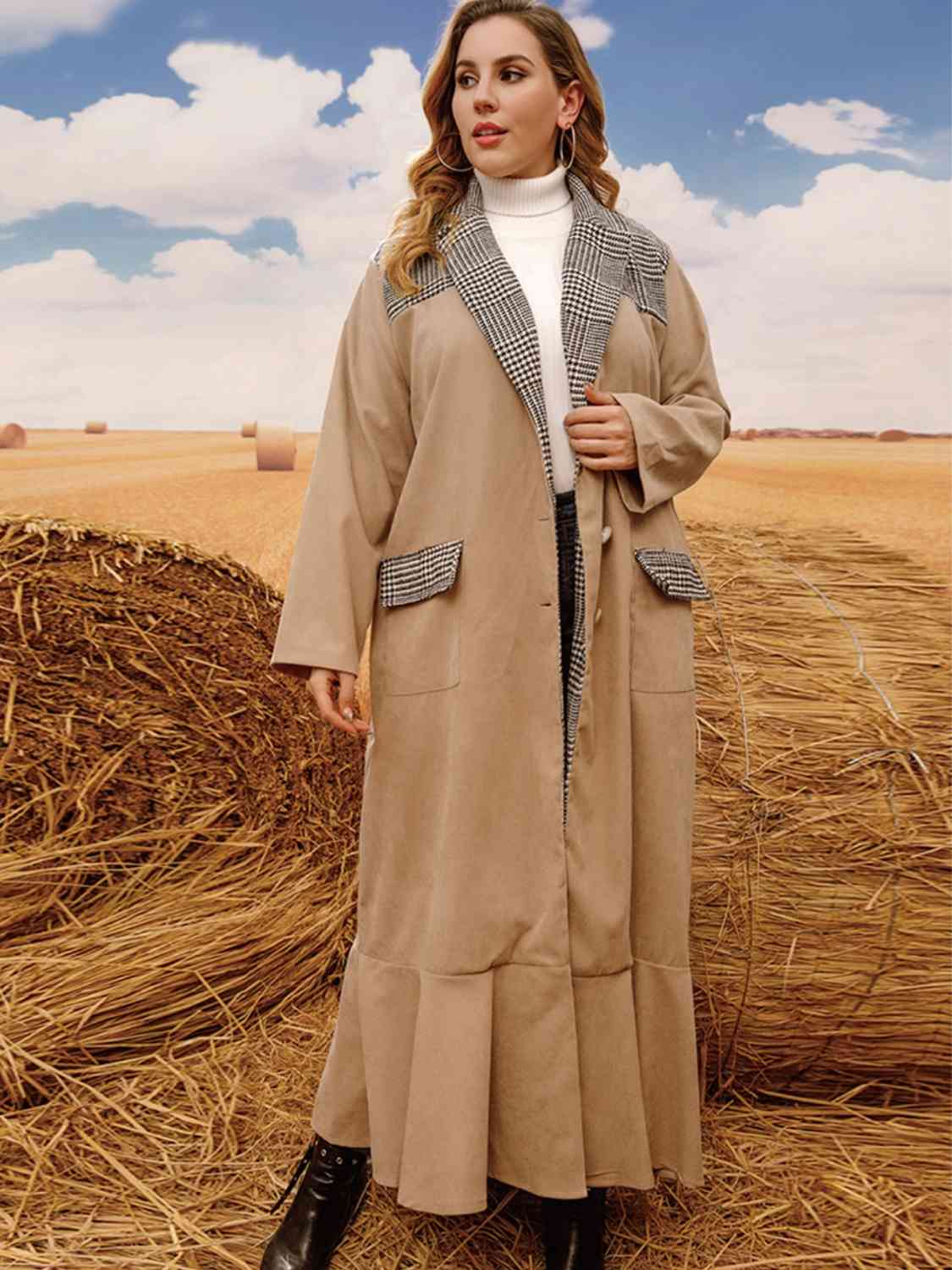 Ruffle Hem Trench Coat