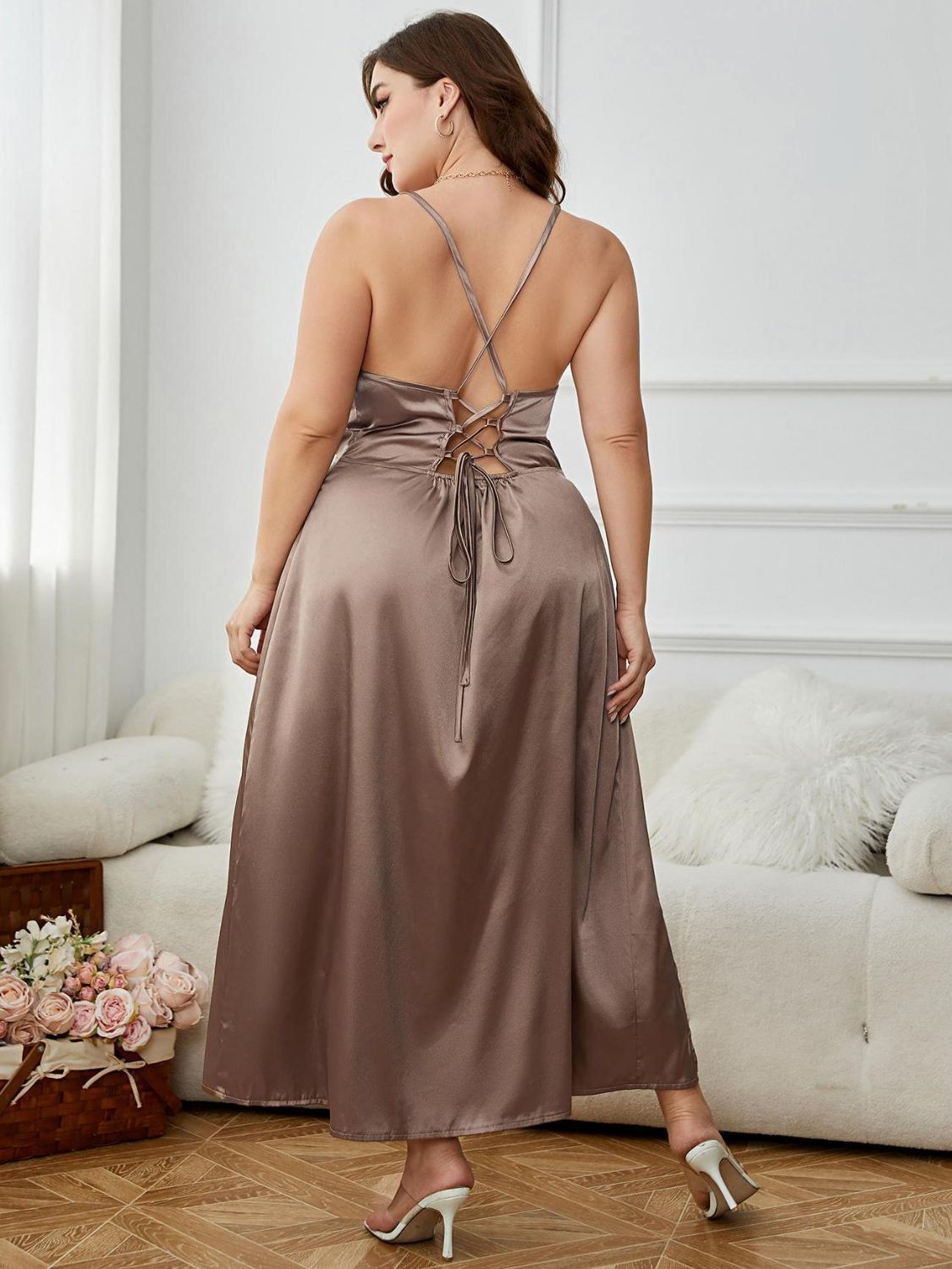 Plus Size Lace-Up Night Dress