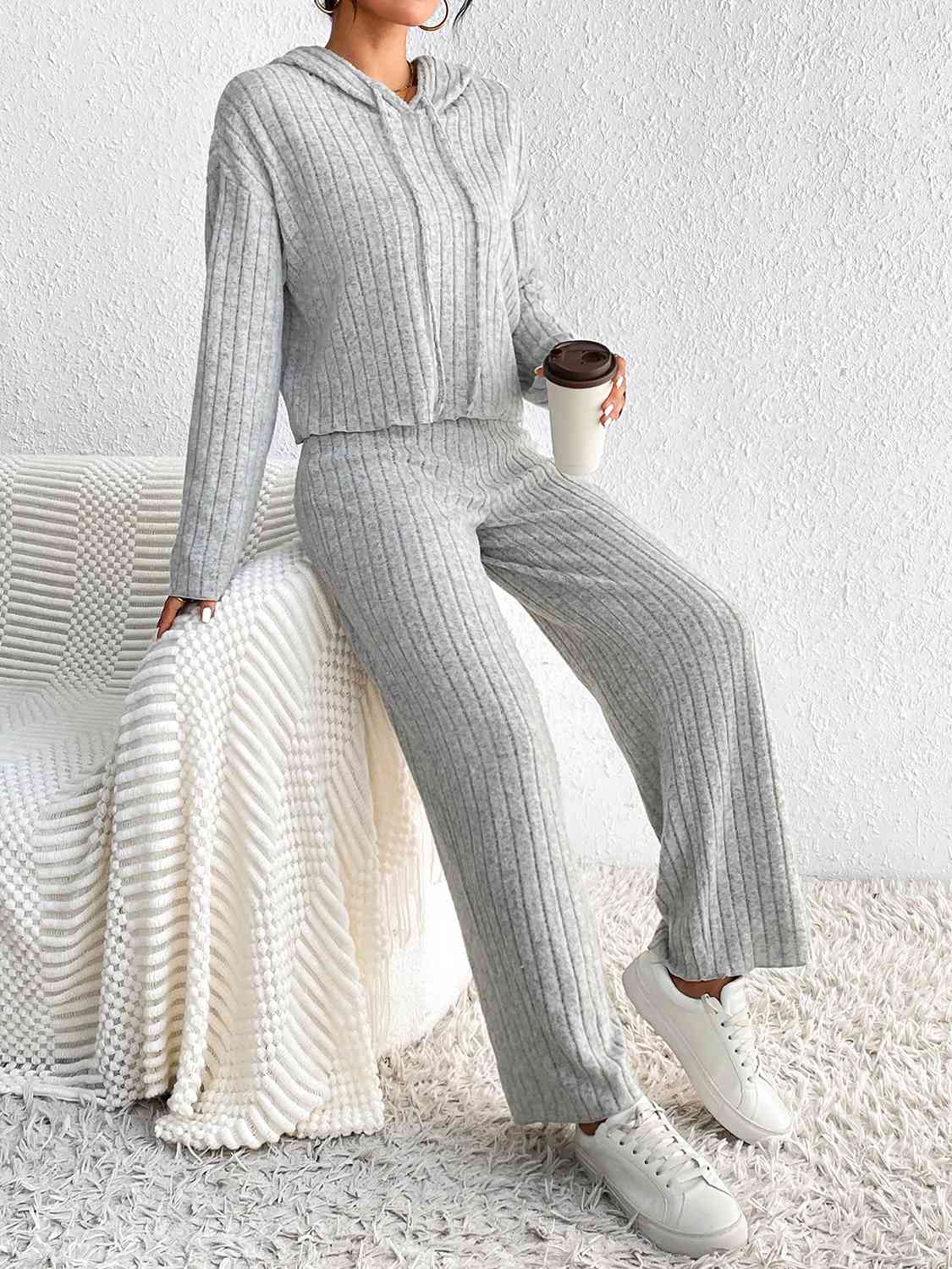 Ribbed Hoodie & Pants Set