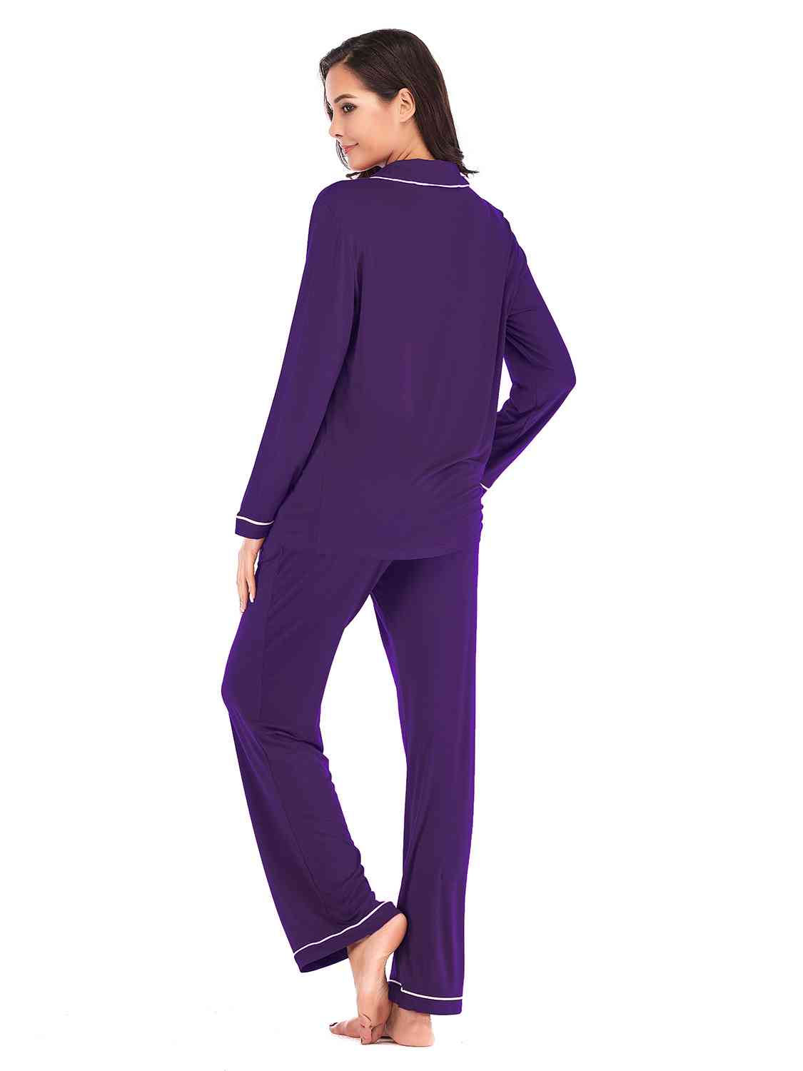 Collared Loungewear Set with Pockets