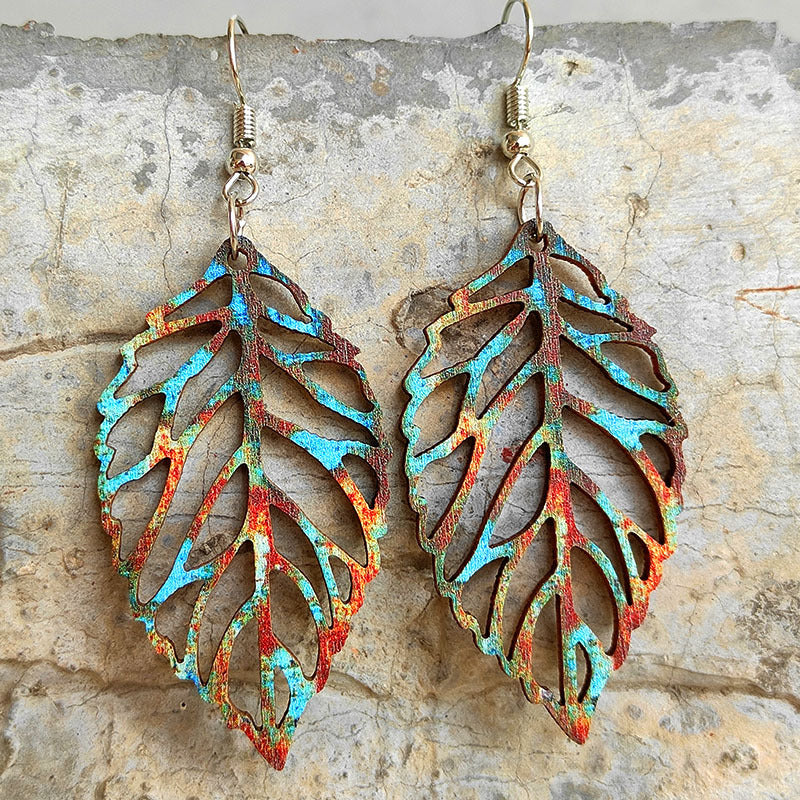 Leaf Shape Wooden Earrings