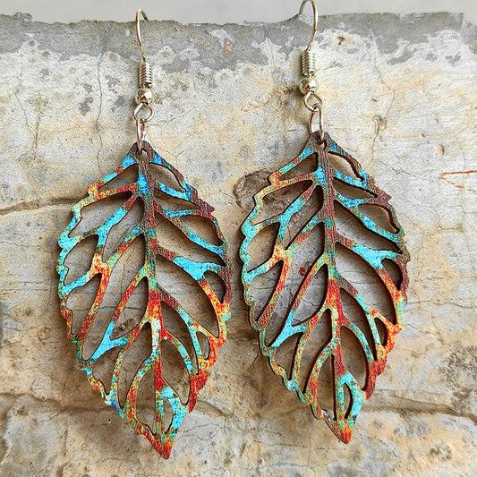 Leaf Shape Wooden Earrings