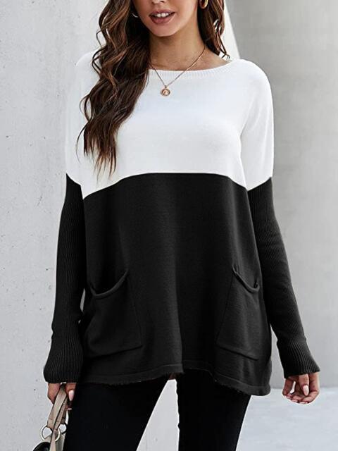 Two Tone Pocketed Sweater