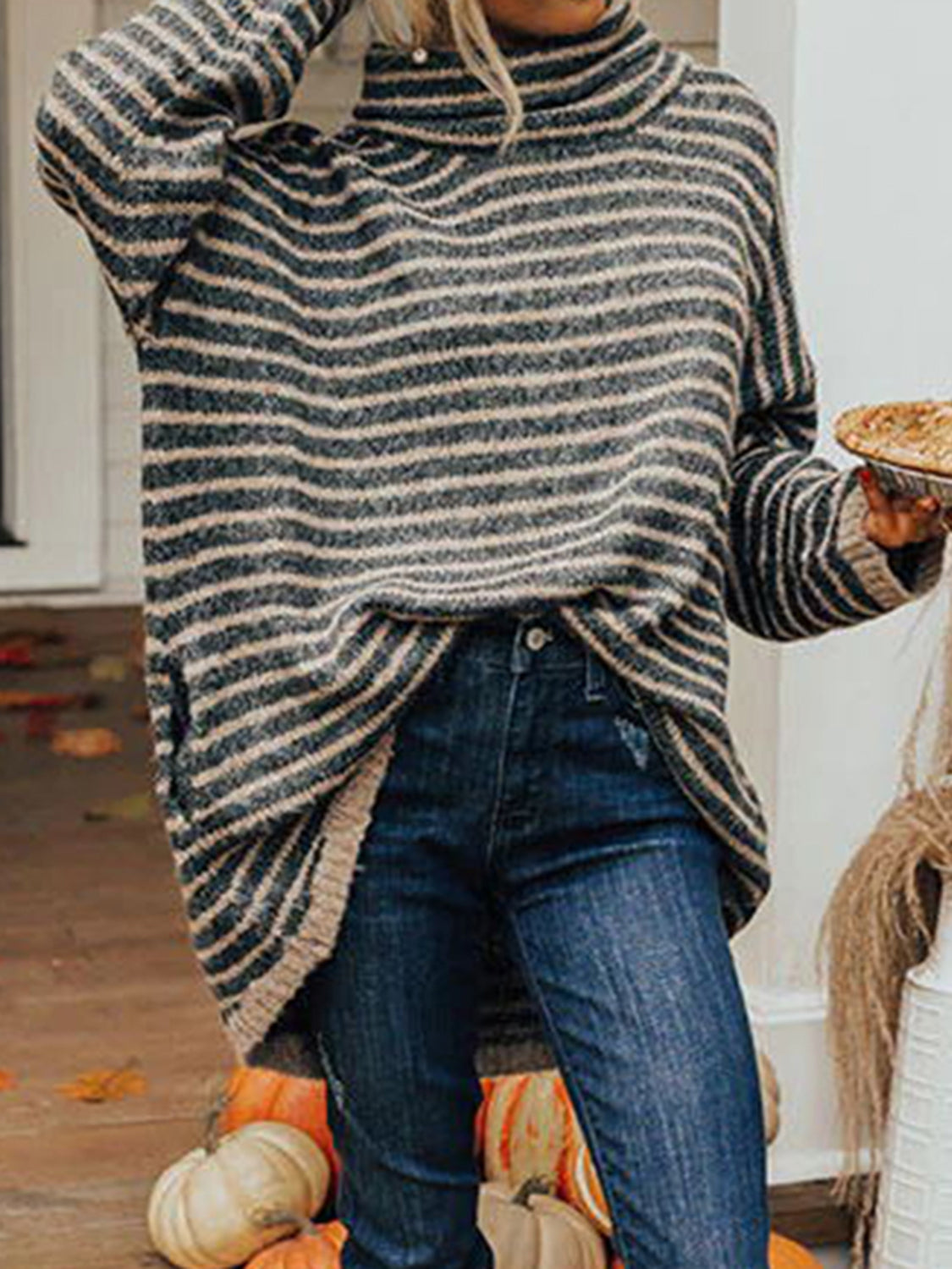 Striped Turtleneck Sweater