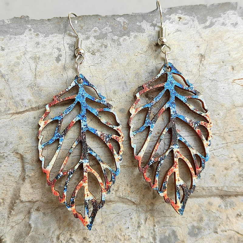 Leaf Shape Wooden Earrings