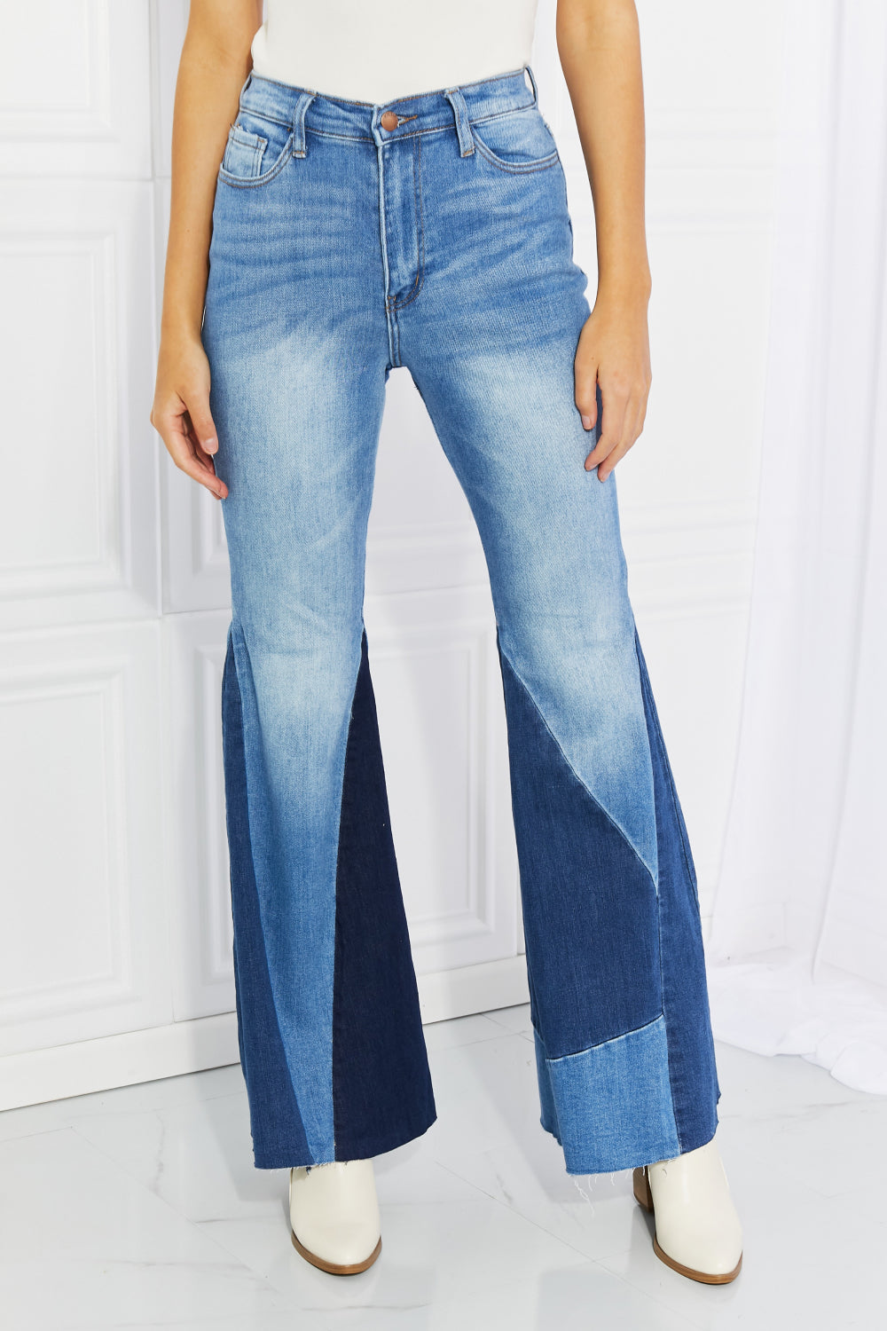 Color Block Flare Jeans