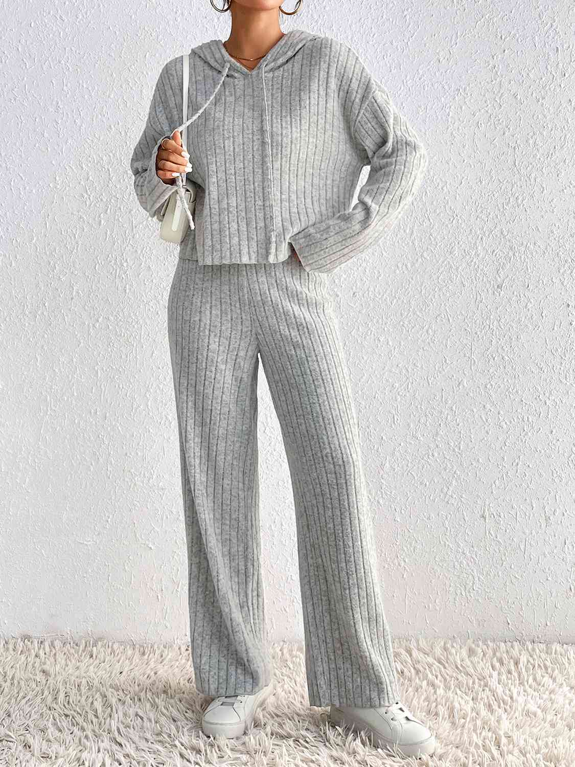 Ribbed Hoodie & Pants Set