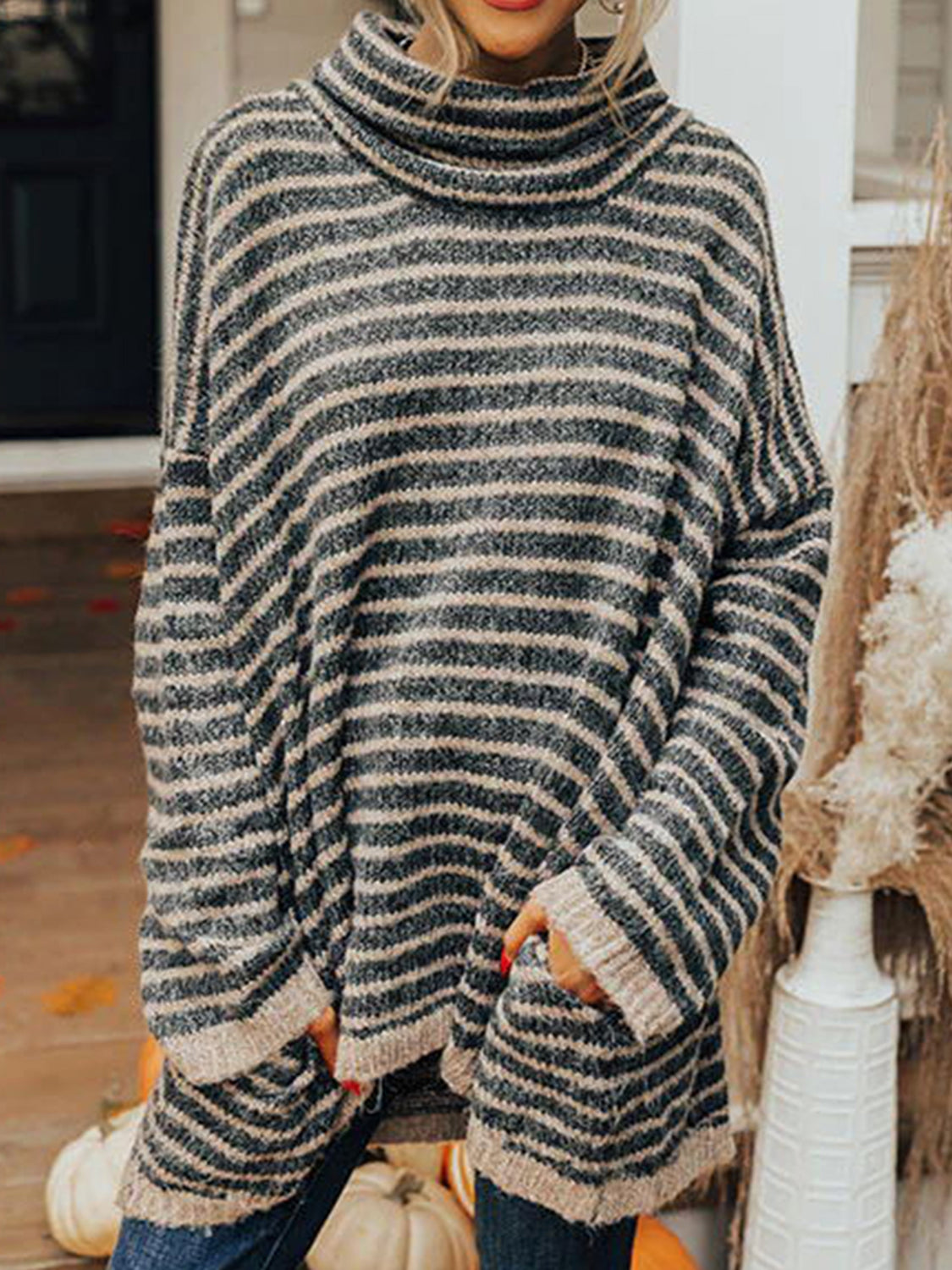 Striped Turtleneck Sweater