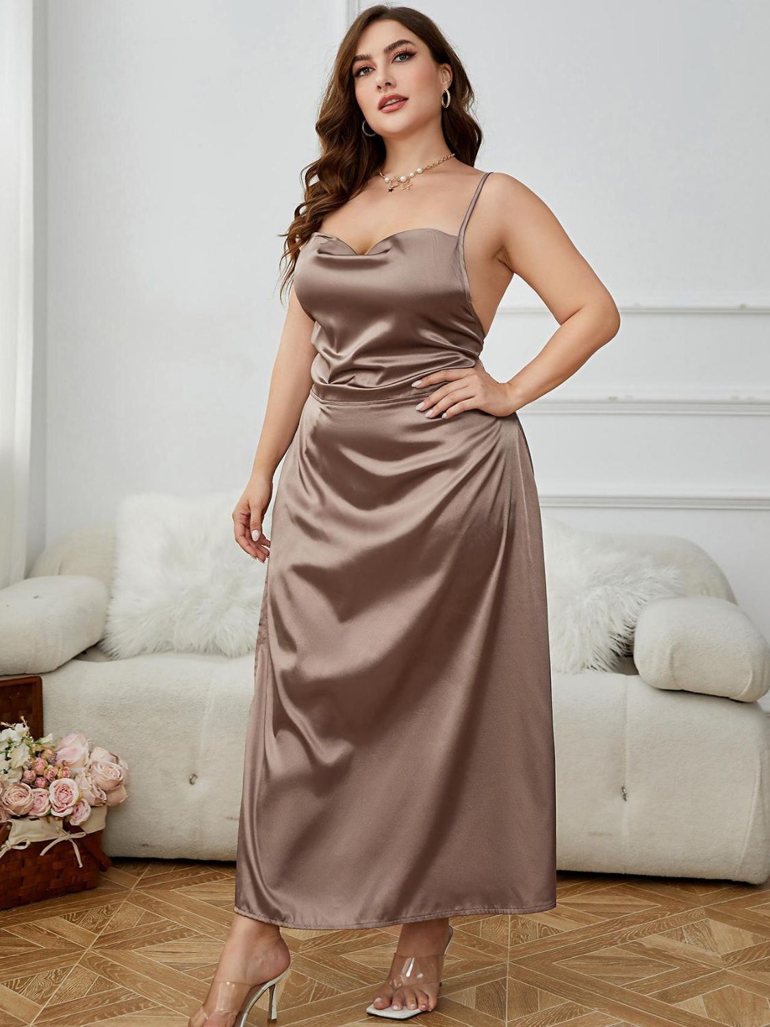 Plus Size Lace-Up Night Dress