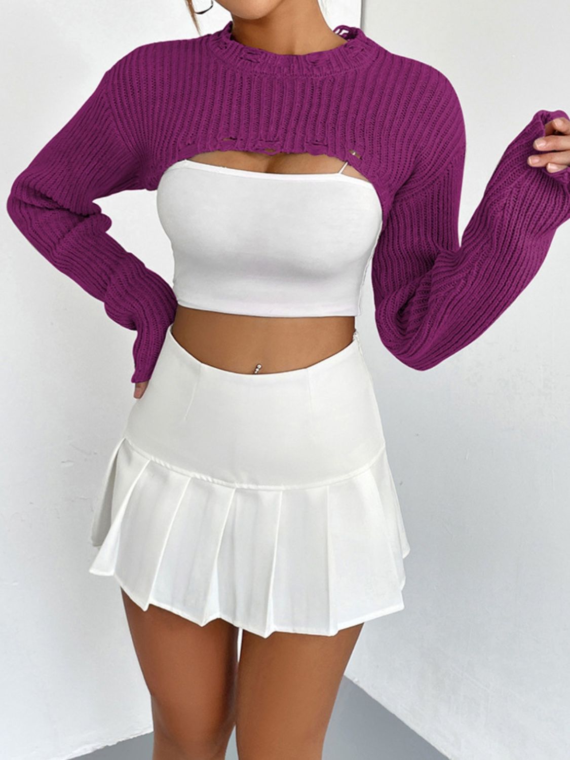 Distressed Cropped Sweater