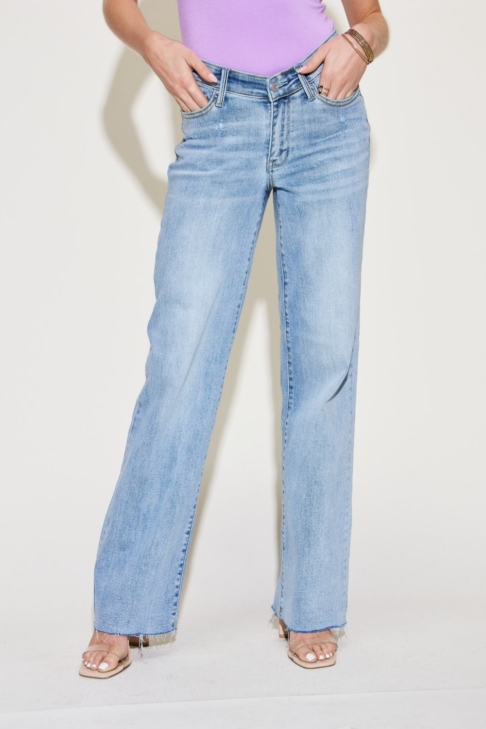 V Front Straight Jeans