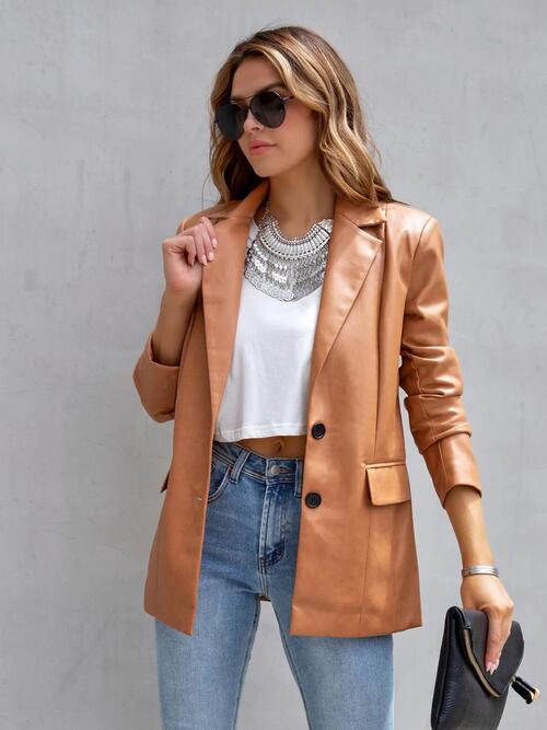 Faux Leather Blazer
