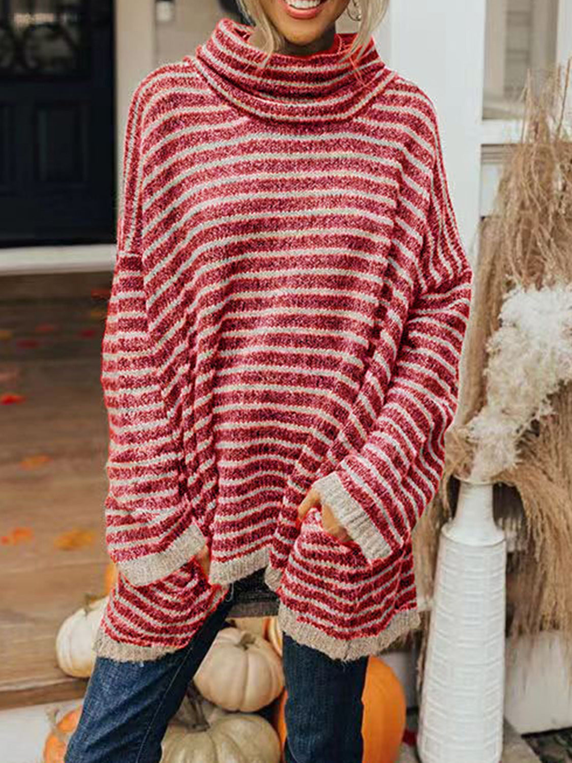 Striped Turtleneck Sweater
