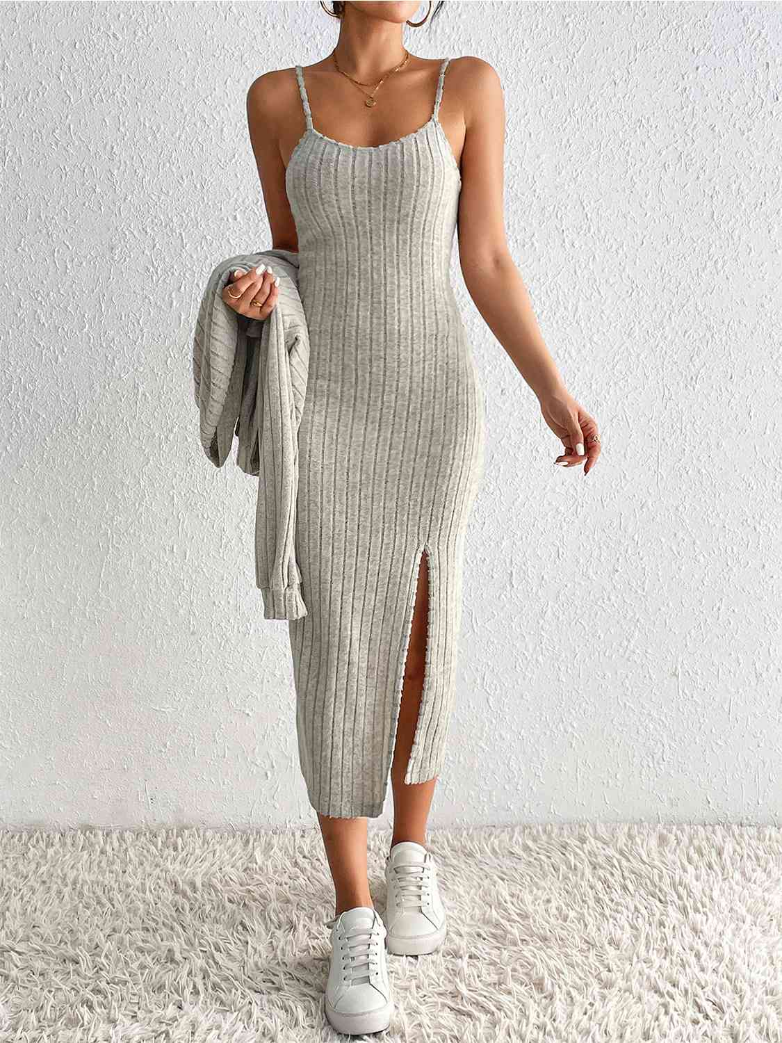 Ribbed Dress & Cardigan Set