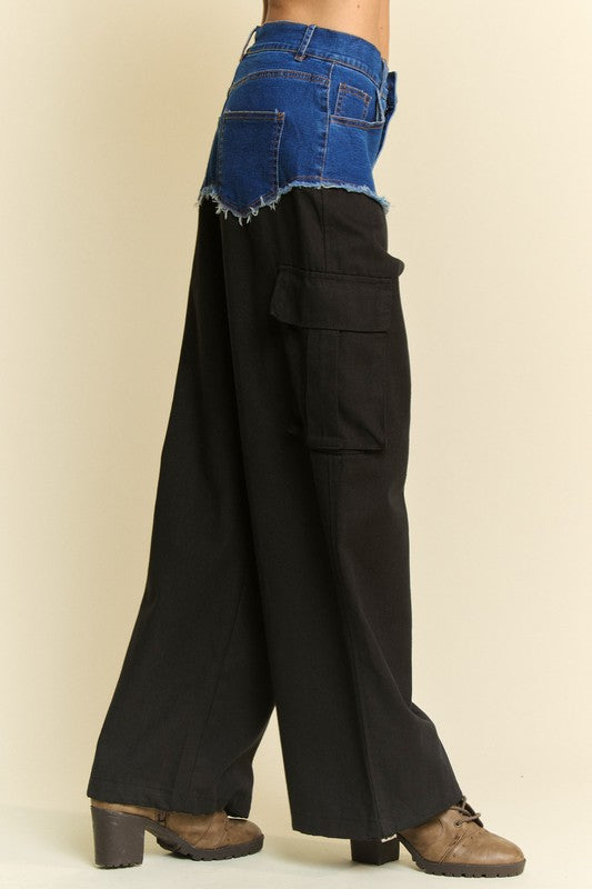 Denim Crossover Cargo Pants