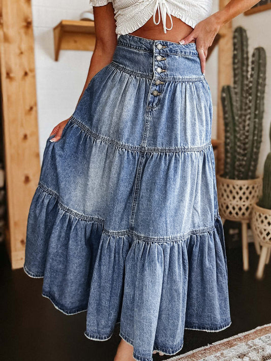 DenimBloom Skirt