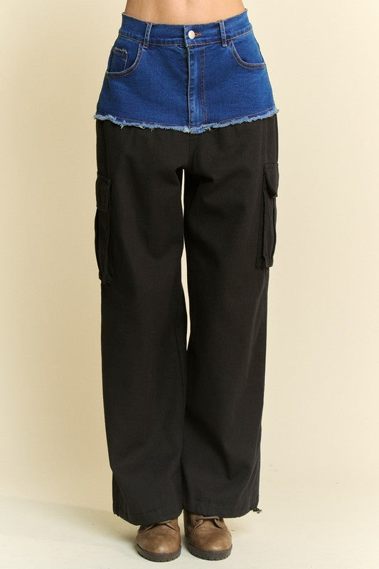 Denim Crossover Cargo Pants