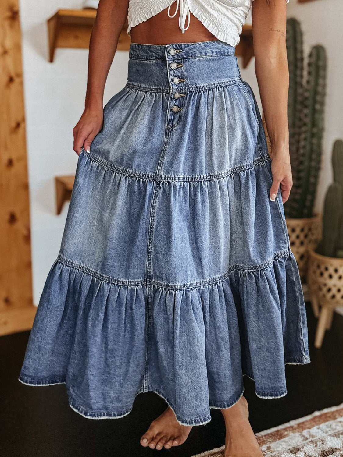 DenimBloom Skirt