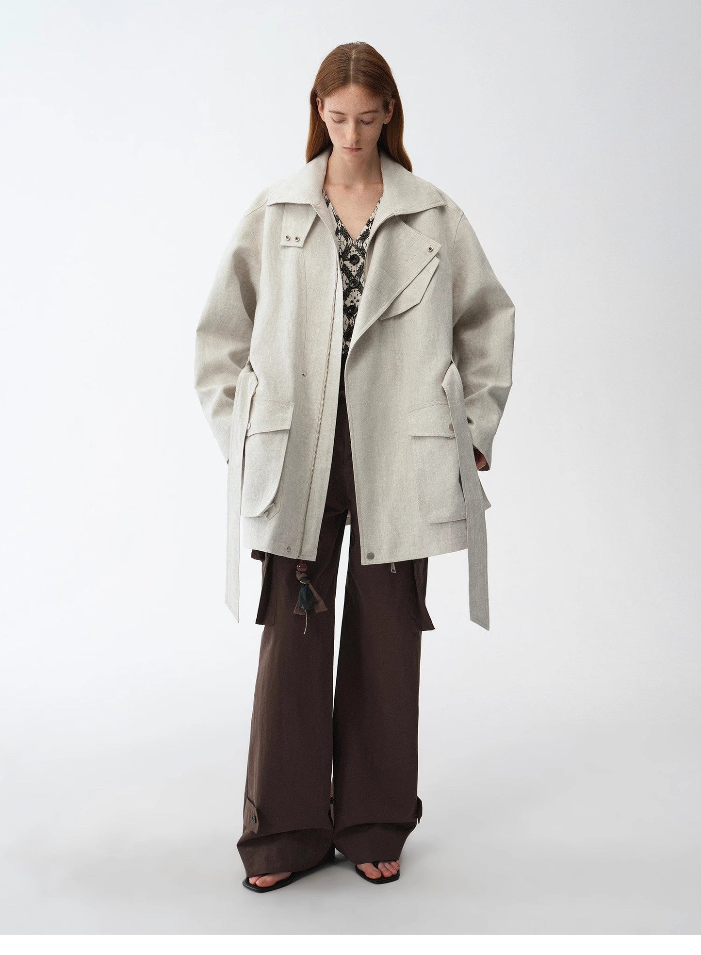 Tied in Linen Coat