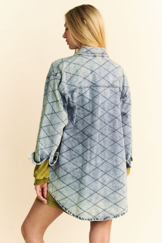 Diamond Weave Denim Shacket