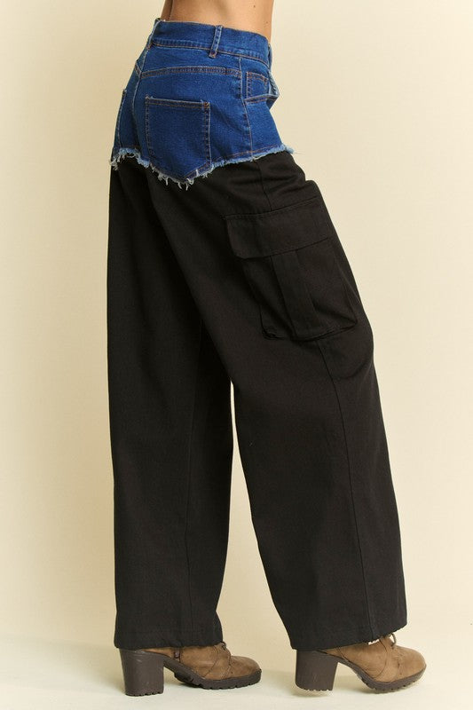 Denim Crossover Cargo Pants