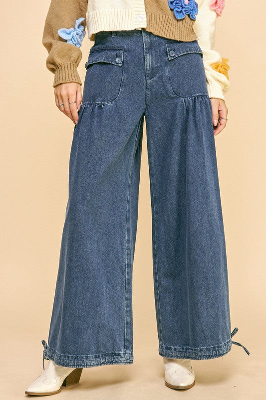 Wide Tie Denim Jeans