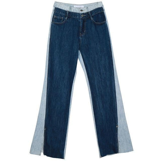 Two Toned Wide Leg Jeans