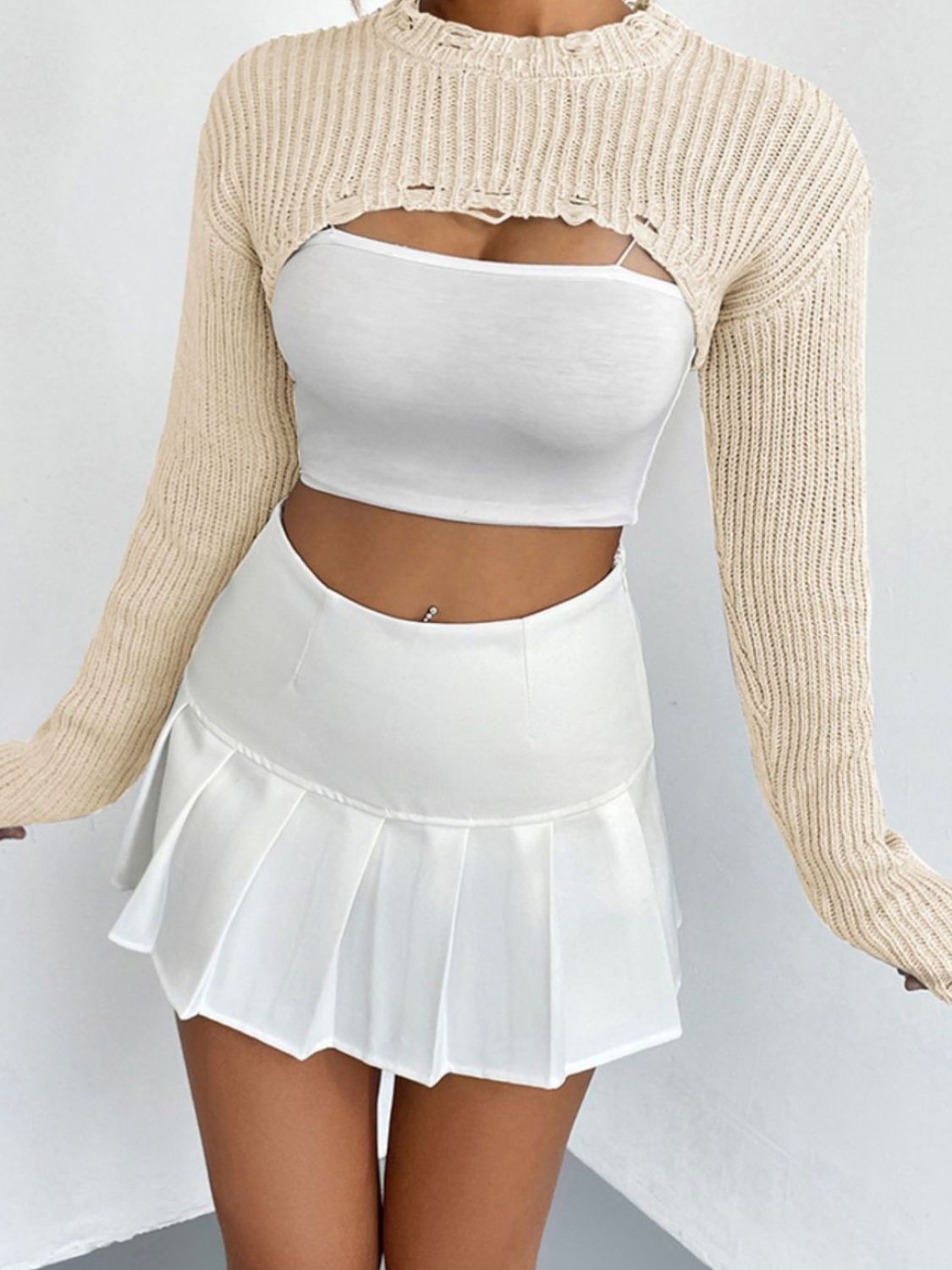 Distressed Cropped Sweater