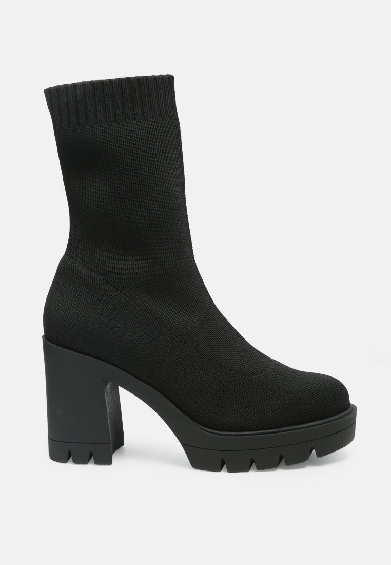 Knitted Block Heeled Boots