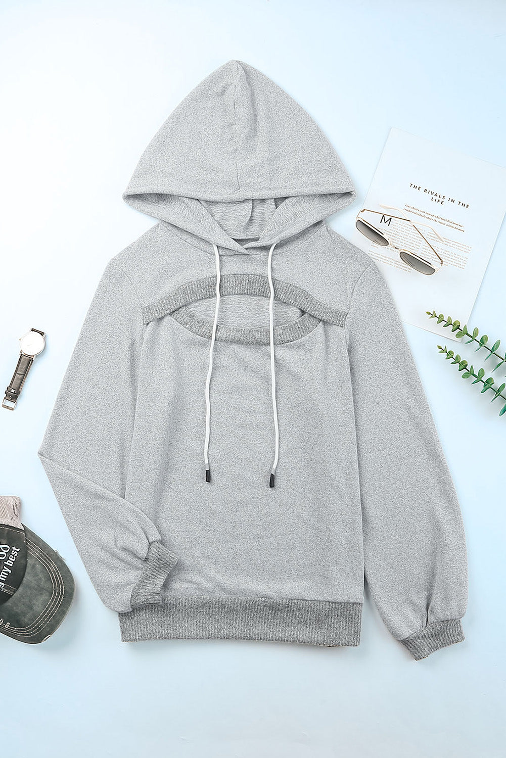 Cutout Drawstring Hoodie