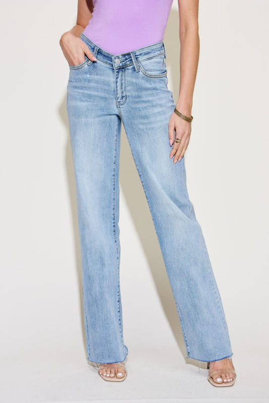 V Front Straight Jeans