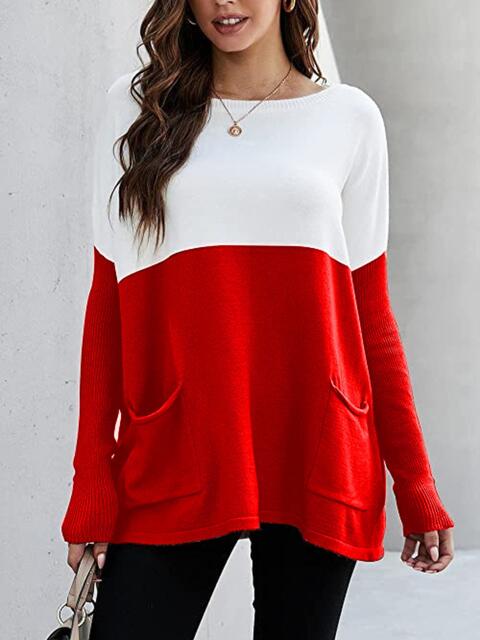 Two Tone Pocketed Sweater