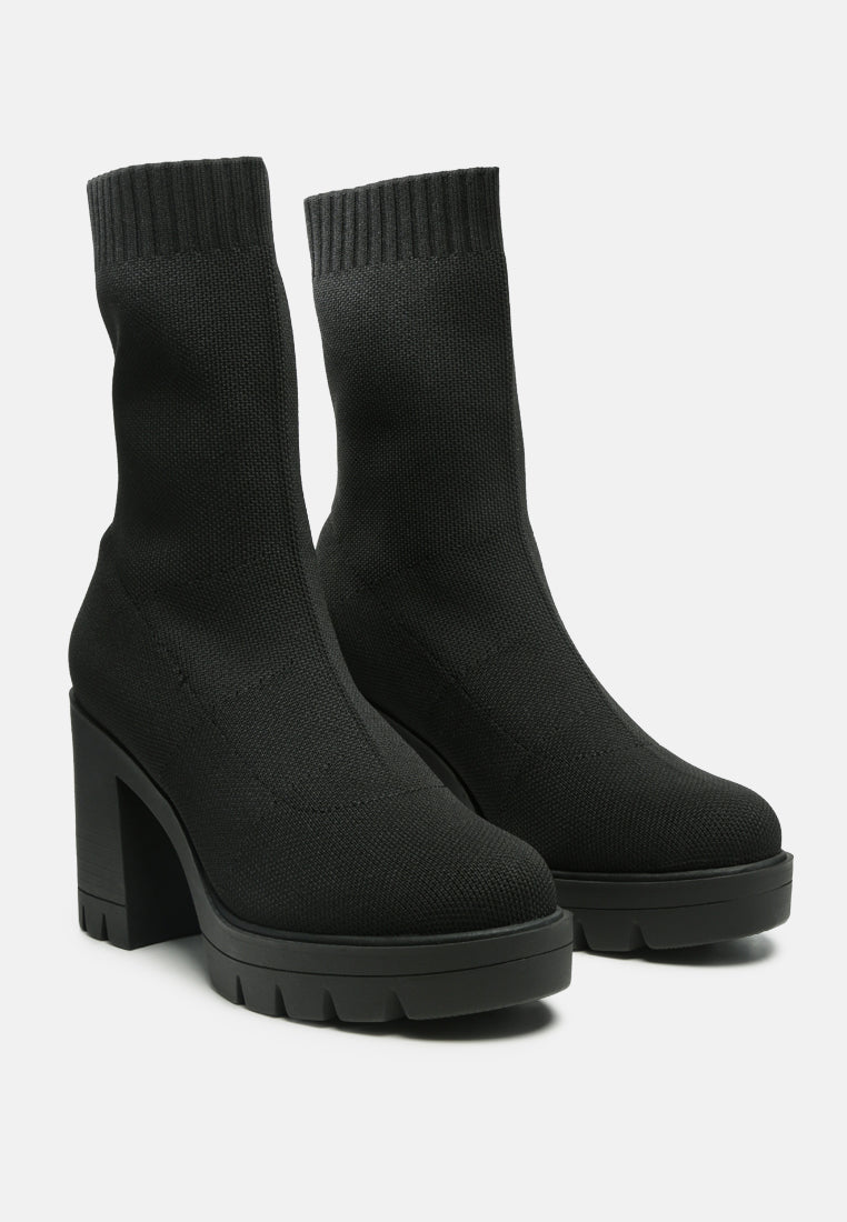 Knitted Block Heeled Boots