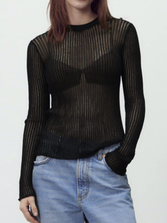 Ribbed Semi-Sheer Top
